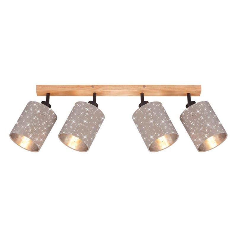 Plafonnier Spot BRILONER LES LUMIÈRES STOFA, 25 W, IP20, taupe, métal-bois-tissu, excl. 4x E27, 65 x 13 x 19,5 cm