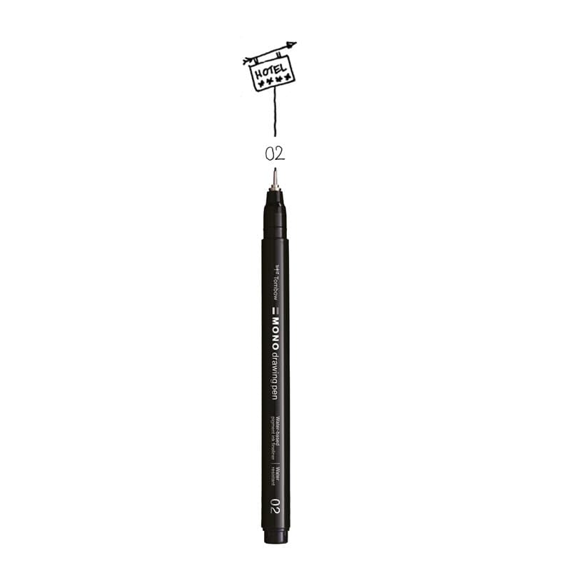 Tombow Fineliner MONO drawing pen, largeur de trait 02 (env. 0.30 mm), encre pigmentée, résistante à l'eau et à la lumière, pour