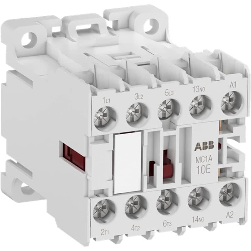 Mini contacteur MC1A310AT1, 3 contacts principaux NO et 1 contact auxiliaire, 24 V 50/60 Hz, blanc, 5,6 x 4,5 x 4,8 cm (référenc