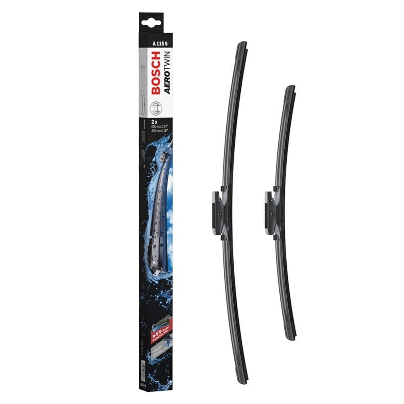 Bosch Balais d'Essuie–Glace Plats Aerotwin A115S, Longueur: 600mm/450mm – 1 Paire de Balais avant