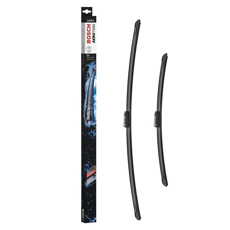 Bosch Balais d'Essuie–Glace Plats Aerotwin A077S, Longueur: 750mm/500mm – 1 Paire de Balais avant