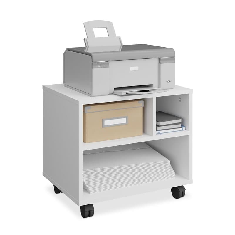 Relaxdays Caisson de Bureau, roulettes, avec 3 Compartiments, H x L x P : env. 35,5 x 40 x 30 cm, Blanc