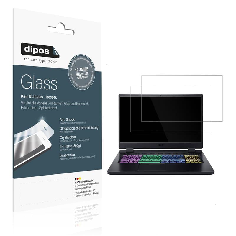 dipos I 2x Protection ecrán compatible avec Acer Nitro 5 Gaming AN517-55 Verre souple Film Protecteur 9H