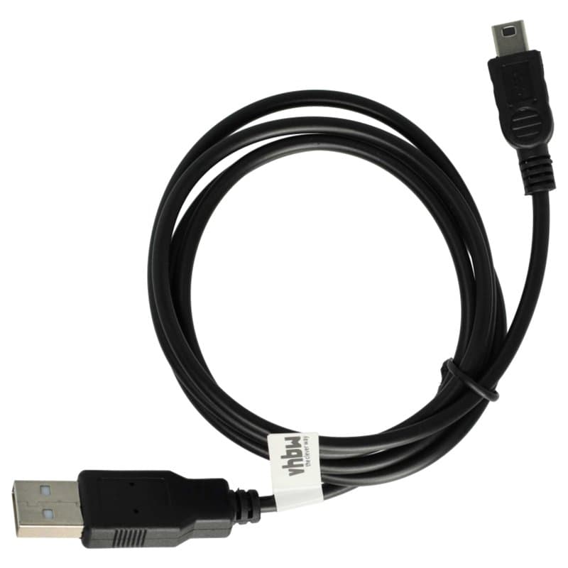 vhbw Câble USB A-Mini-B 5 pôles noir/black, longueur 1m, pour Aiptek AHD AF1, AHD H12 Extreme, AHD H23, Aiptek AHD H350, AHD H50