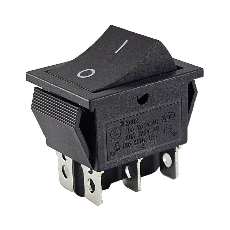 Interrupteur à bascule ON/ON, 6 broches, 16 A, 250 V AC/DC, noir