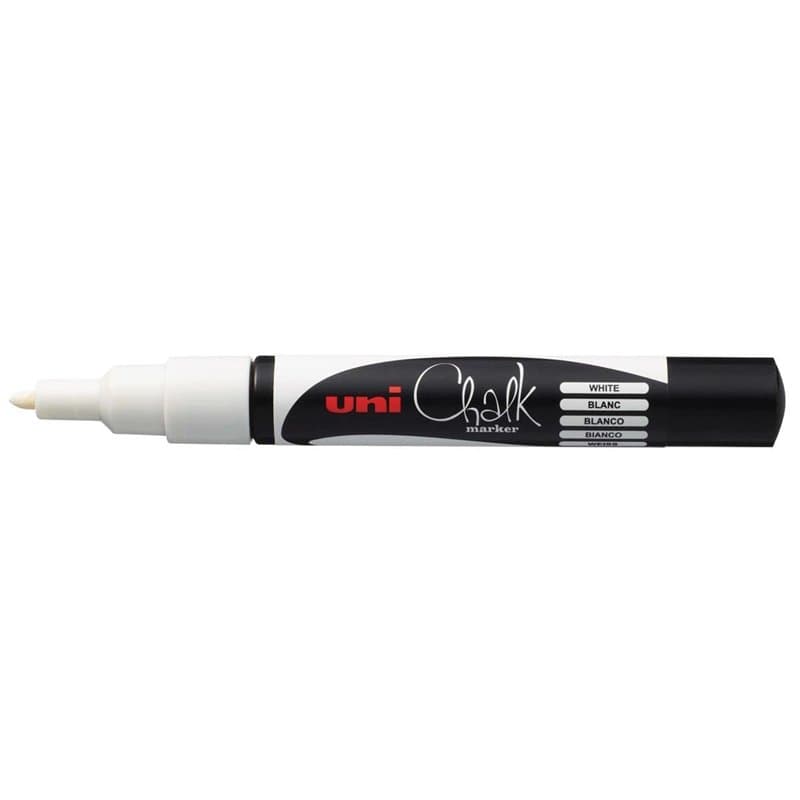 Marker UNI CHALK Craie liquide PWE3MS pointe fine blanche