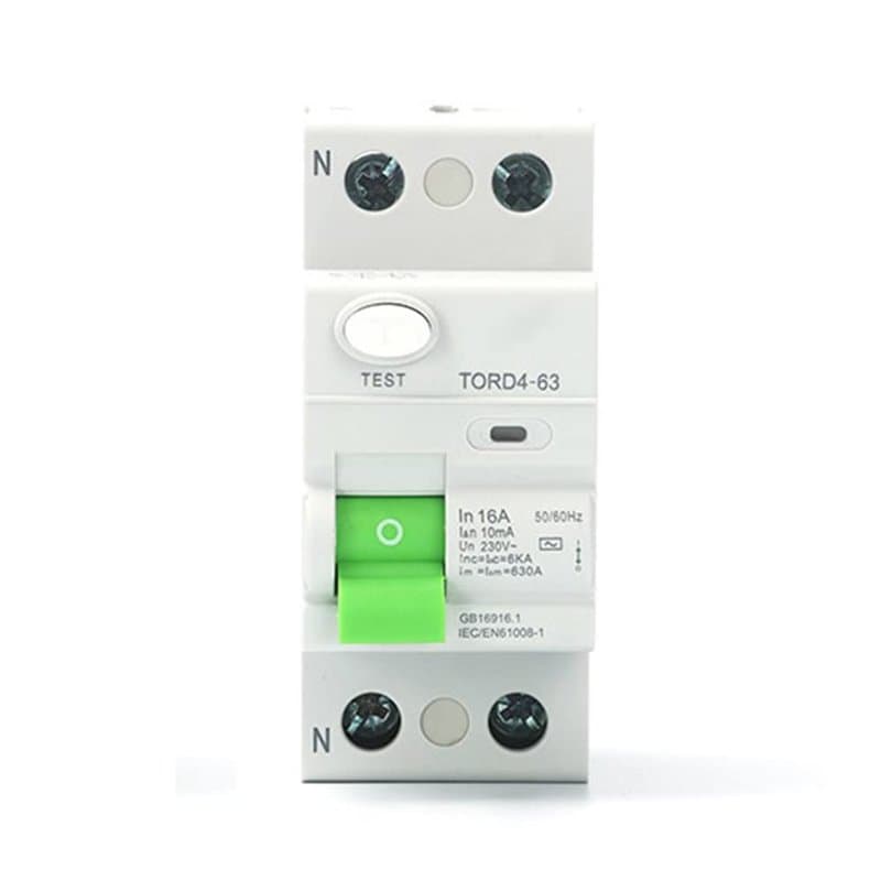 Anlayliay AC 2P 6KA RCCB RCD 230V Disjoncteur à RéSiduel Disjoncteur DifféRentiel Interrupteur de SéCurité TORD4-63, 2P 16A 10MA