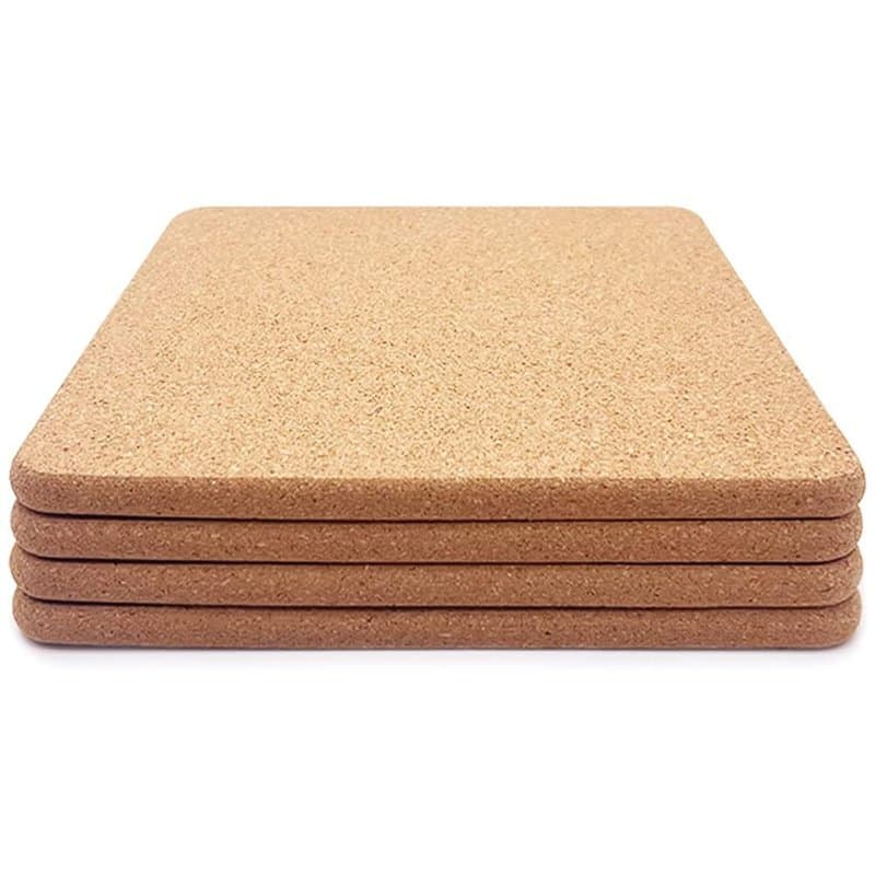 PRATYAHARA Coussin Carré Épais en Liège Haute Densité pour Plats Chauds, 8 Pouces Résistant à la Chaleur