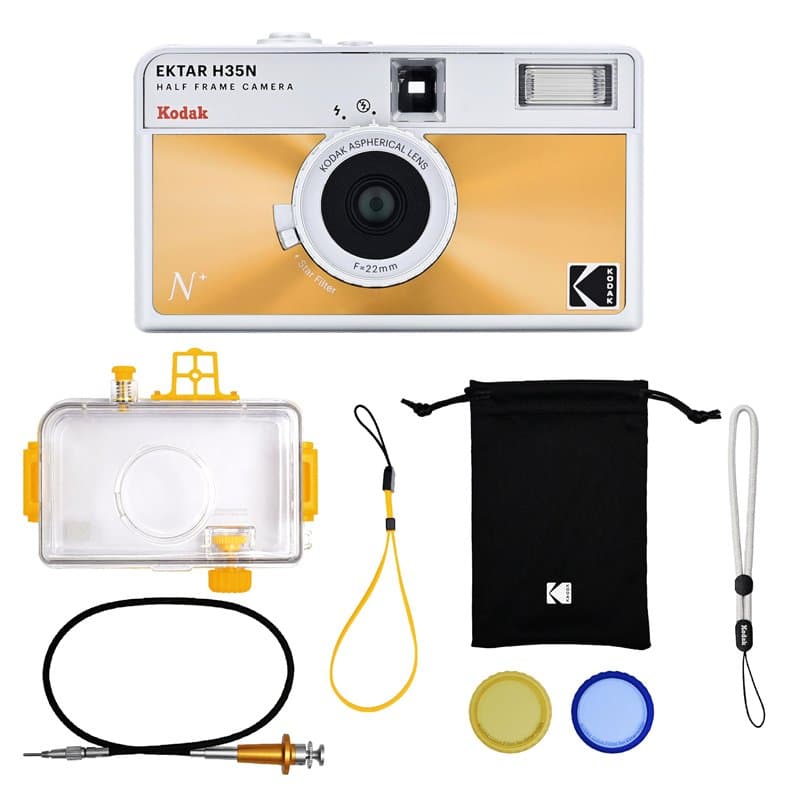 KODAK EKTAR H35N Kit Premium Appareil Photo Demi-Cadre, 35 mm, réutilisable, sans Mise au Point, Fonction Ampoule, Filtre étoile