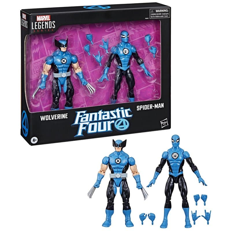 Marvel Legends Series, Figurines Wolverine et Spider-Man Fantastic Four, Blue, Yellow, Red, Blue