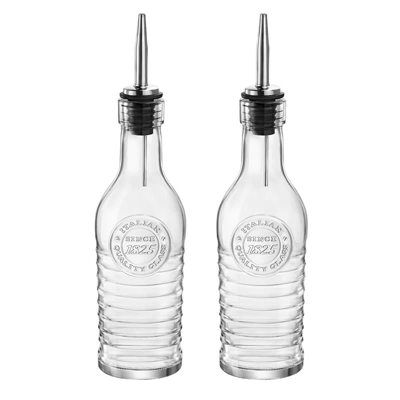 BORMIOLI ROCCO Bouteilles en Verre Officina 1825 - pour Huile d'olive/vinaigre - Bec verseur en Acier Inoxydable - 268 ML - Lot