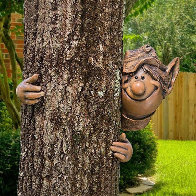 Garden Mile® Ornements de jardin fantaisie en résine avec visage d'elfe - Décoration de jardin féérique - Décoration d'intérieur