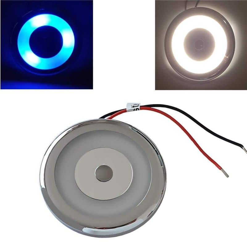 MARVIX Plafonnier LED 12 V 24 V – Plafonnier LED 70 mm avec interrupteur tactile intégré – Blanc chaud 3200 K super lumineux pou