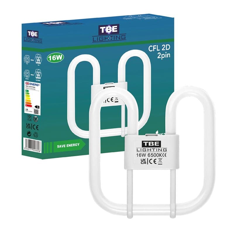 TBE Lighting Ampoules à économie d'énergie CFL 2D 2 broches 16 W – Ampoules fluorescentes DD – Raccords de base GR8 à 2 broches