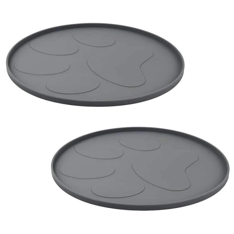 Hoxfly Tapis Gamelle Chien, 2 Pieces Tapis de Alimentation Ronde, Facile à Nettoyer, Tapis Nourriture Chat Antidérapant pour Mai