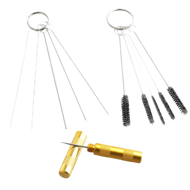 11 Ensembles Kit de Nettoyage pour Aérographe, 5 Aiguilles de Nettoyage, 5 Brosses de Nettoyage en Nylon et 1 Aiguille de Lavage