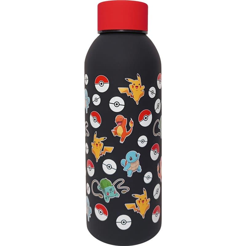 Pokemon Bouteille d'eau réutilisable en acier inoxydable pour enfants Motif imprimé 3D Capacité 500 ml