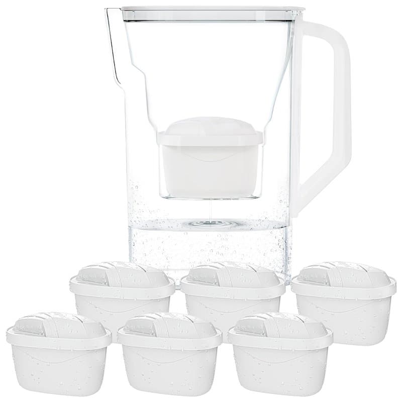 Wessper Carafe Filtrante avec Filtre, Carafe pour porte de réfrigérateur 2,7 L, Cartridges avec Charbon Actif et Résine échangeu