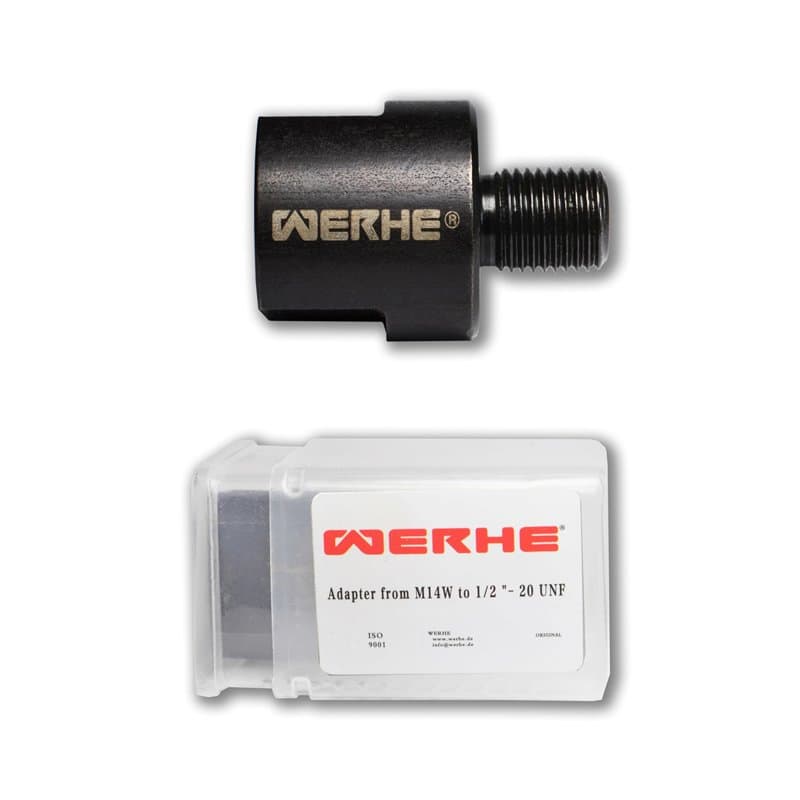 Adaptateur WERHE® M14 vers 1/2-20UNF pouce - à utiliser dans tous les mandrins de perçage avec filetage extérieur 1/2-20UNF