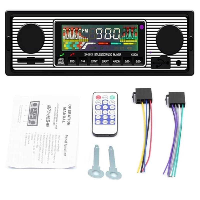 WEPARTICULAR Autoradio avec Bluetooth, autoradio avec Port USB/SD/AUX, 4 x 45 W autoradio FM, Lecteur multimédia MP3 Lecteur MP3