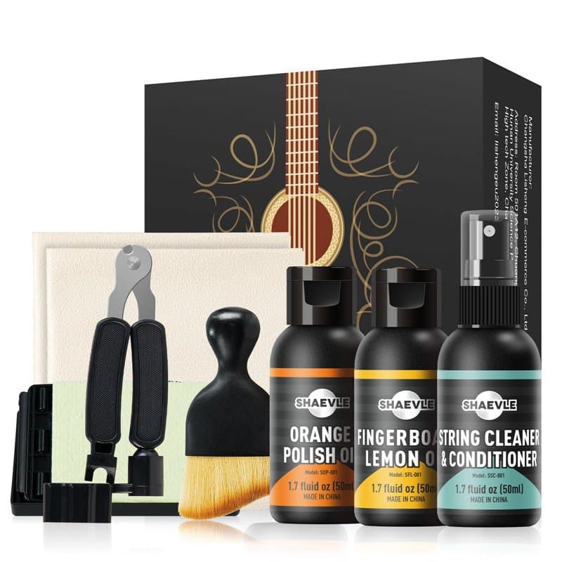 Kit de nettoyage pour guitare acoustique : 50 ml d'huile nettoyante pour cordes, huile de polissage à l'orange et huile de citro