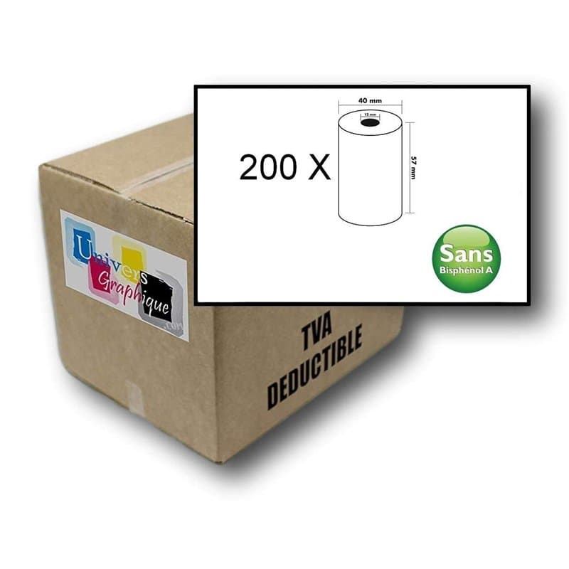 200 Bobines Carte Bancaire Thermique TPE | 57x40x12m | Sans Bisphénol A