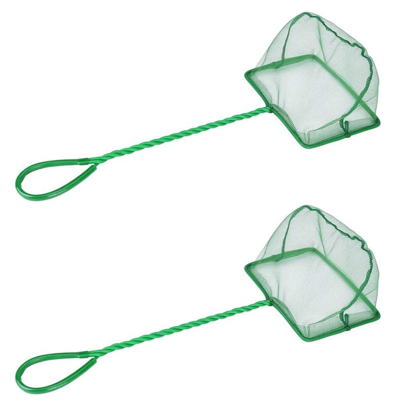 2 pièces Carré Épuisette Filet de Pêche Epuisette Aquarium Petit Filet de Pêche avec Poignée en Plastique pour Aquariophilie Poi