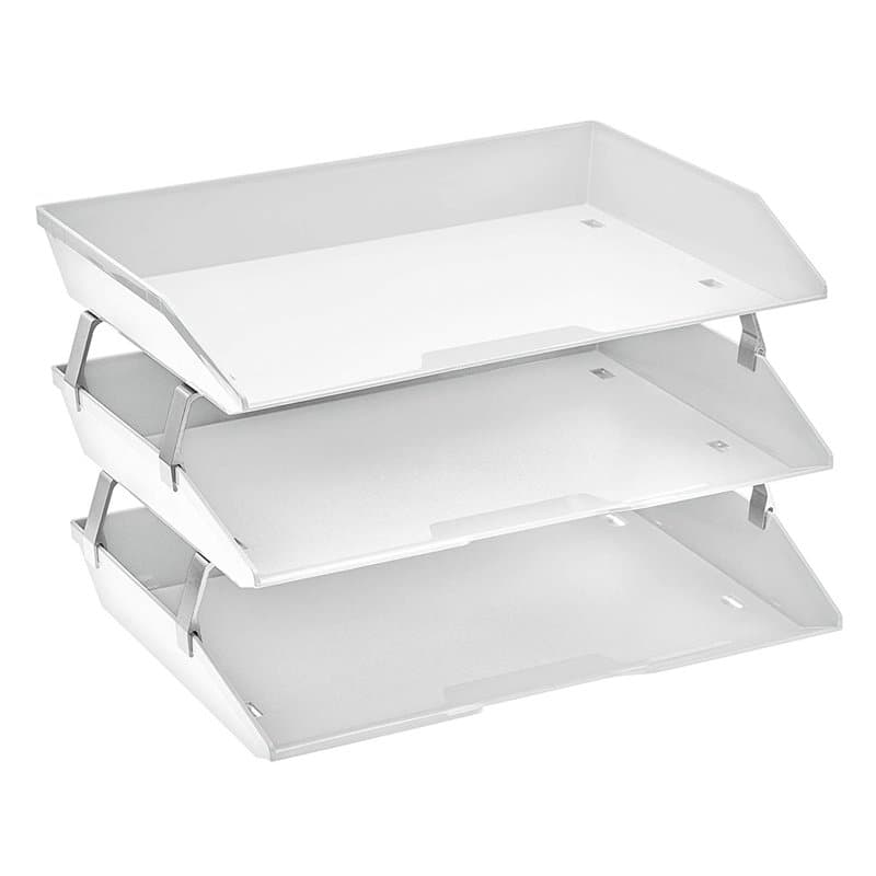 Acrimet Facility Bac à Courrier à 3 Niveaux/Charge Latérale A4, Organiseur de Bureau, en Plastique (Couleur Blanc)