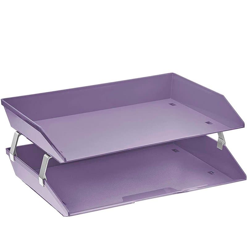 Acrimet Facility Bac à Courrier à 2 Niveaux/Charge Latérale A4, Organiseur de Bureau, en Plastique (Couleur Violet)