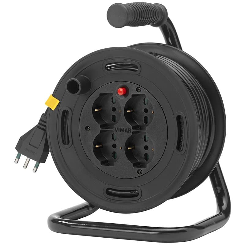 Vimar 0P32730 Enrouler 2P+T 16 A 230 V~ avec sécurité Thermique d'échauffement du câble, 4 Prises SICURY 2P+T 16 A Universel, fi