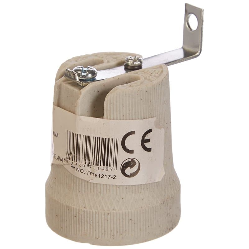 Electraline 71140 Douille E27 Porcelaine + Support en Equerre, Or