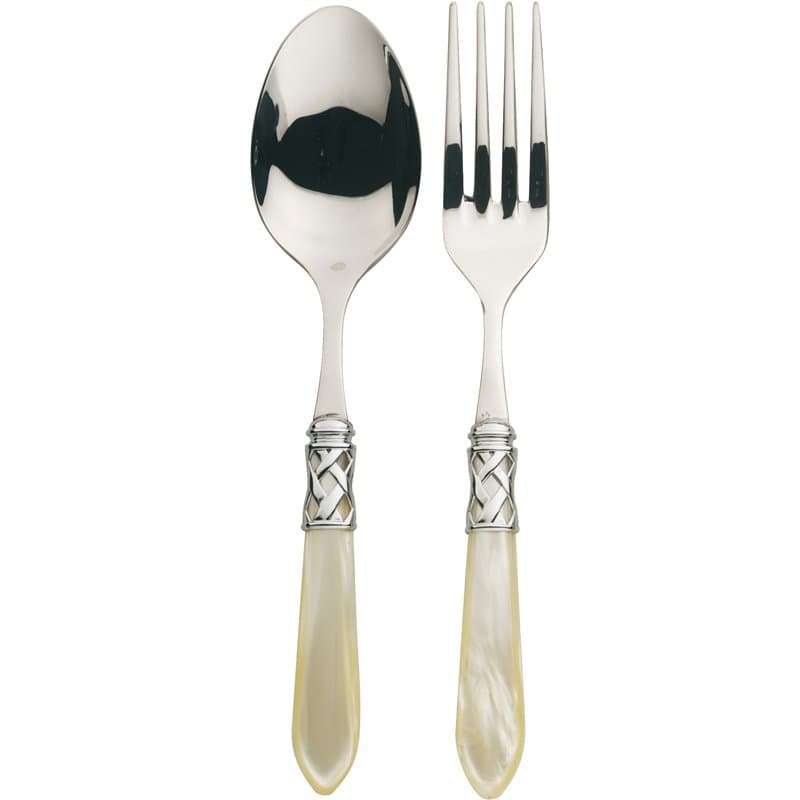 BUGATTI ALCAM-N4211/12 Aladdin Lot de 2 Pièces Service de Table Acier/ABS Ivoire 30,5 x 14 x 3 cm