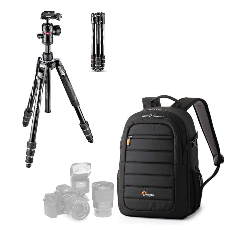 Manfrotto Befree Advanced kit Photo de Voyage, Verrouillage des Jambes à Rotation, Aluminium et Sac à Dos Tahoe 150, DSLR avec O