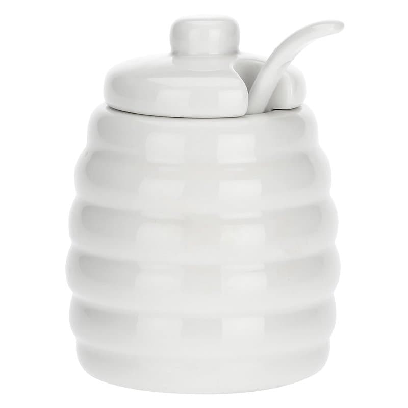 la Porcellana "Menage Sucrier avec cuillère Boîte Cadeau, Blanc