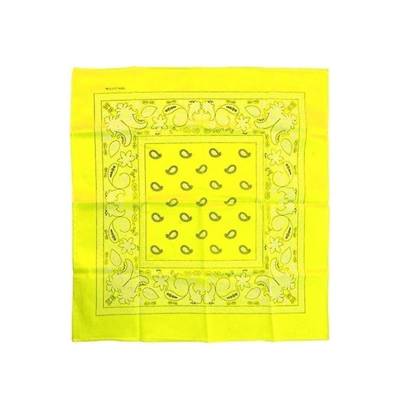 OUTLETISSIMO® BANDANA JAUNE FLUO CARRÉE 100% COTON PAISLEY PIRÉE COFFON SPORT SOUS CASQUE, jaune, Taille unique
