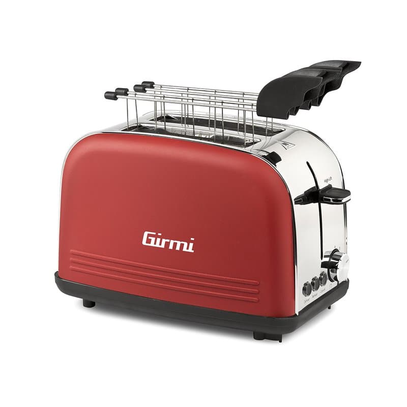 Girmi - TP5702 - Grille-Pain, 800 W, Corps et Pinces en Inox, Fentes Larges, Minuteur, 8 Niveaux de Cuisson, Arrêt Automatique,