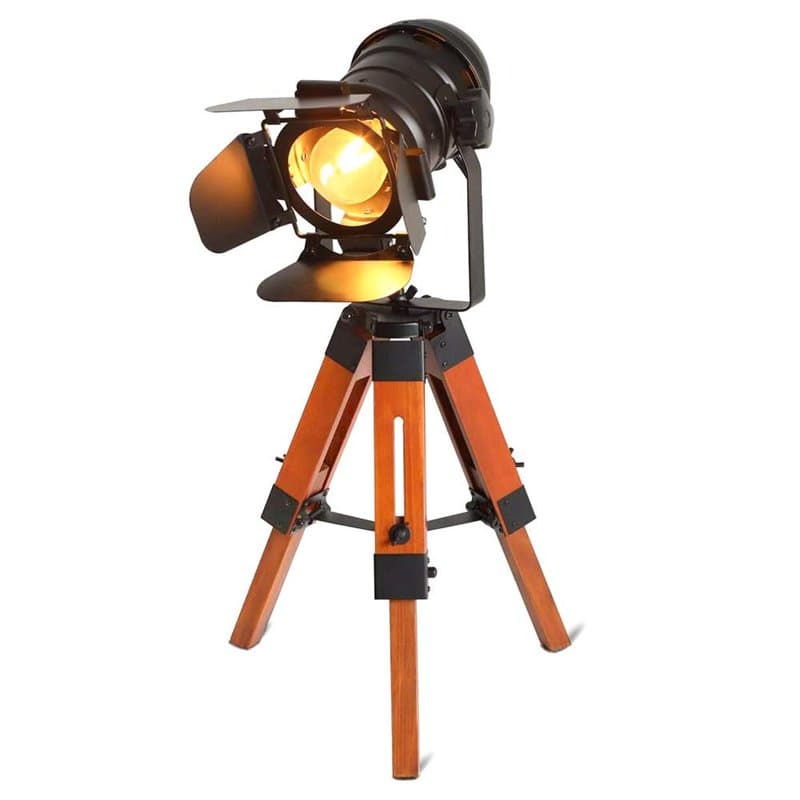 B·LED BARCELONA LED BarcelonaLED Lampe de table de cinéma ajustable vintage - Nautique Noir Style rétro Trepied Projecteurs trép