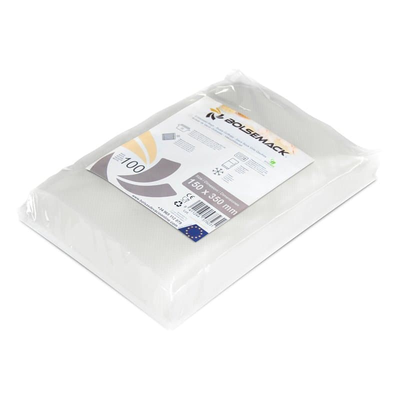 Bolsemack Sacs Sous Vide Gaufrés 15x35 cm, 100 Unités, Sans BPA, Réutilisables, Cuisson Sous-Vide, Congelation, Compatible avec