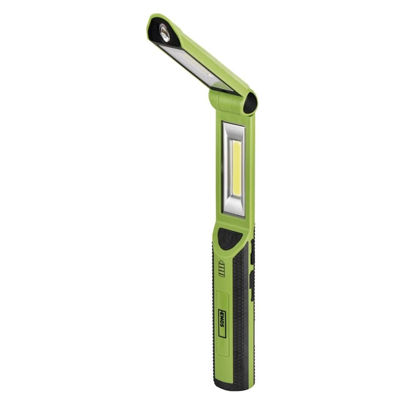 EMOS P4535 Travail LED, Lampe d'atelier Rechargeable Externe, Crochet et 4 aimants, 670 LM, portée 40 m, Batterie 2200 mAh avec