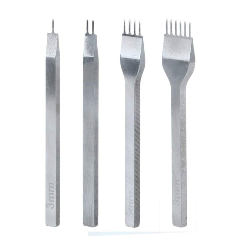 Shuny Kit Outils Perforatrice 4 Pcs, 4mm DIY Cuir, Griffe Perforateur Artisanat, Trou Couture Diamant Laçage Pour Artisanat