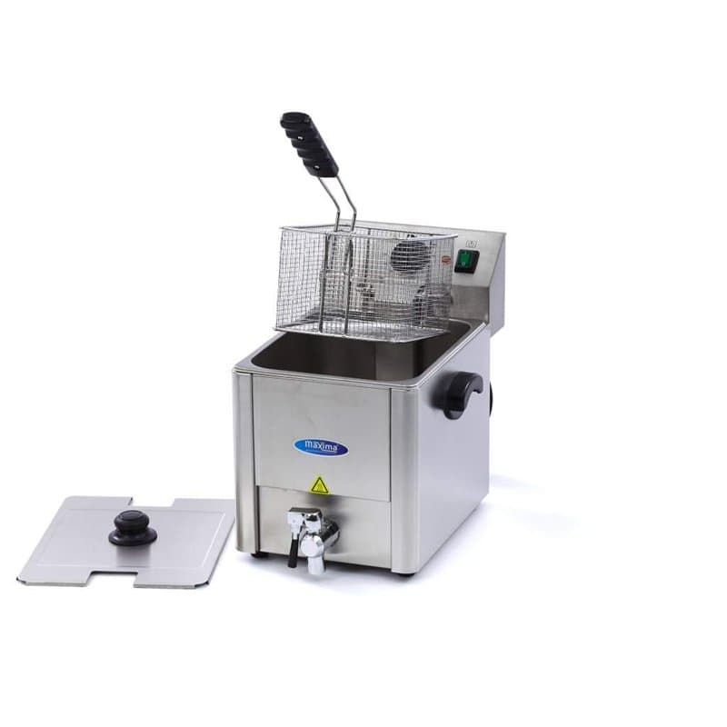 Friteuse 8 L 1 Panier avec robinet Friteuse - 1,5 KG Frites - Professionnelle - Inox - Friteuse 8 litres