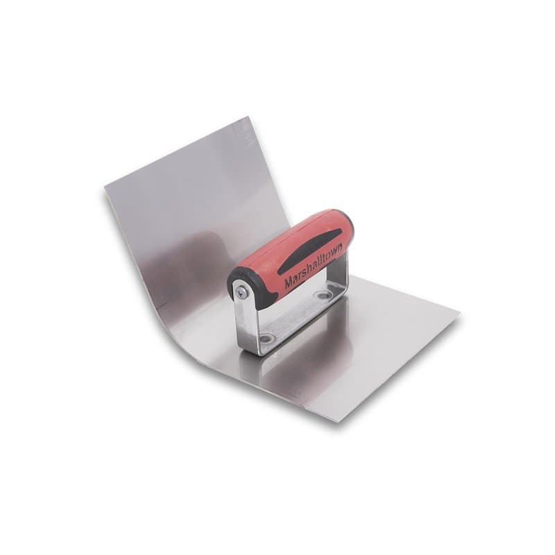 Marshalltown truelle ronde courbée vers l'extérieur, manche Durasoft, R 38 mm, acier inoxydable, dimensions : 114x152 mm