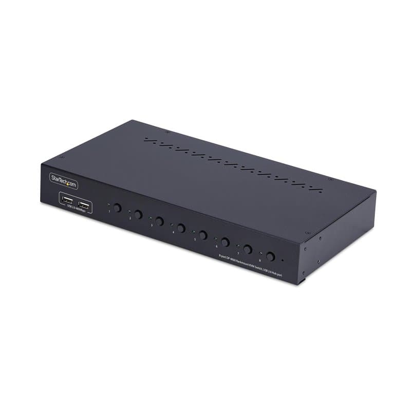 StarTech.com Commutateur KVM DisplayPort 8 Ports avec Kit de Montage en Rack 1U, DP 1.2, Commutation par Bouton-Poussoir