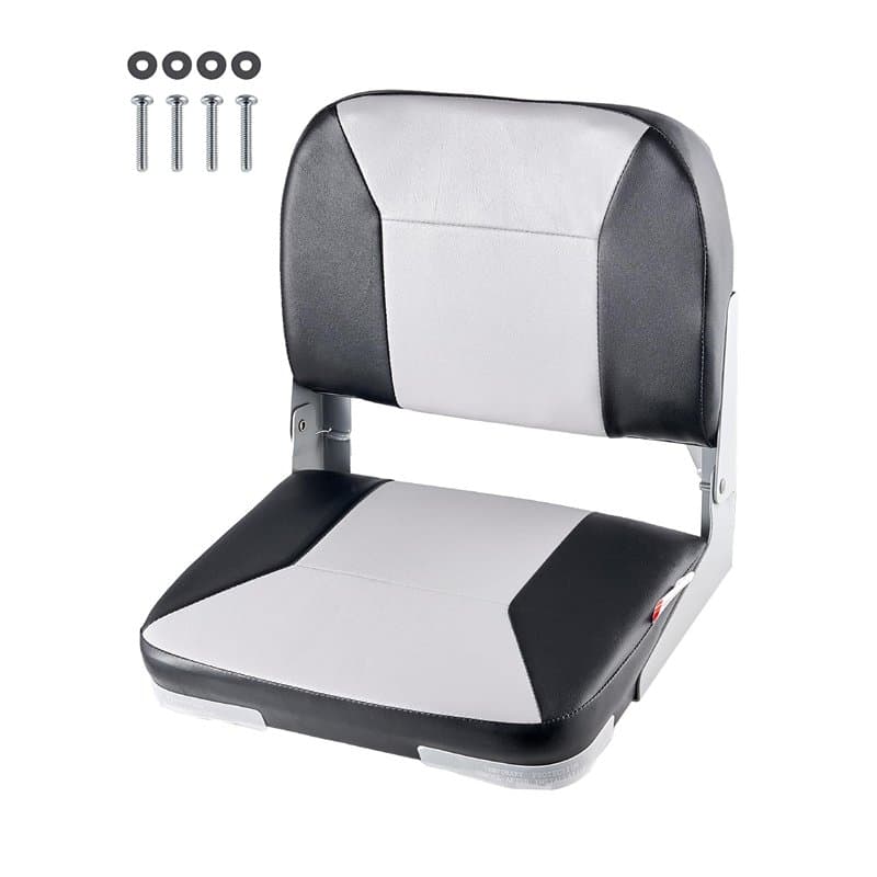 VEVOR Siège de bateau à dossier bas, chaise de bateau de pêche pliable avec coussin en éponge épais et cuir PVC imperméable, cha