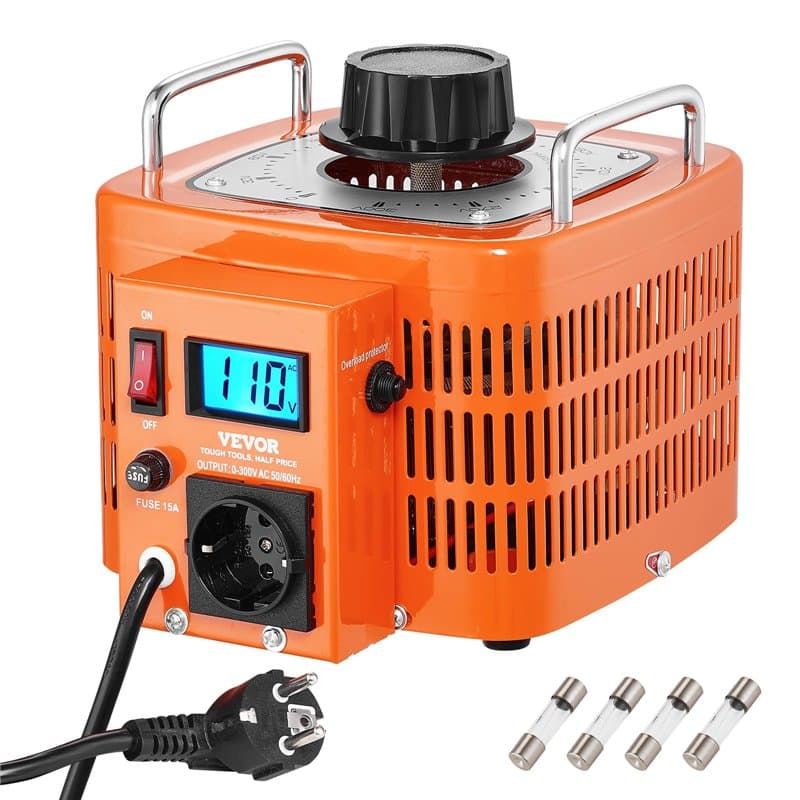 VEVOR Transformateur de tension variable auto 3000 VA, 10 A, entrée 230 V, sortie 0-300 V, régulateur de tension AC LCD 4 fusibl