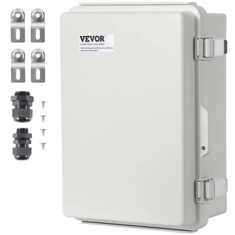 VEVOR Boîte de jonction électrique, 430x330x180 mm boîtier électrique plastique ABS couvercle à charnière, loquet en acier inoxy