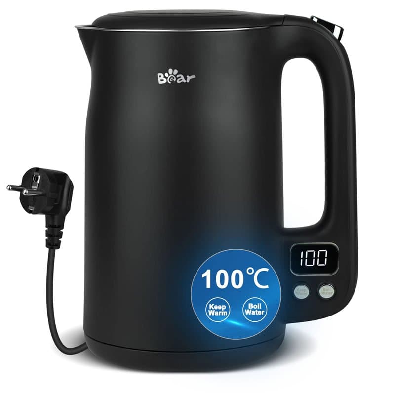 Bear 1,7l Bouilloire En Acier Inoxydable 304 Avec 11 Températures, 1800W Protection Contre les Brûlures à sec, Double Protection