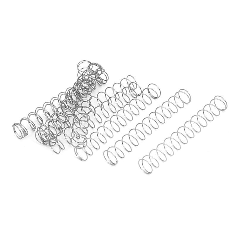 sourcing map Ressort de Compression 0.4mmx7mmx50mm 304 Acier Inoxydable Argenté 10pcs