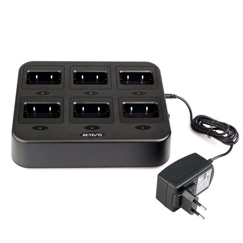 Retevis RT24/RT28/RT21 Talkie Walkie Chargeur à Six Emplacements Charger 6 Radios ou 6 Batteries Pratique et Efficace (1 Pcs)