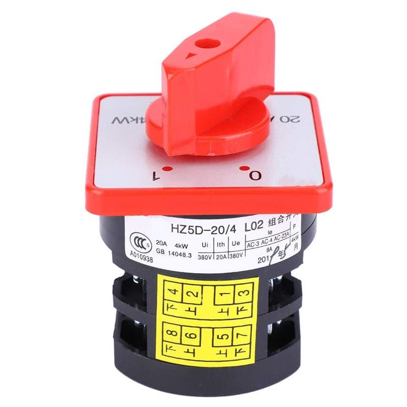 Commutateur rotatif Commutateur à came HZ5-20/4 L02 20A 380V 4KW 6 Bornes 2 positions Commutateur inverseur Pour la conversion d